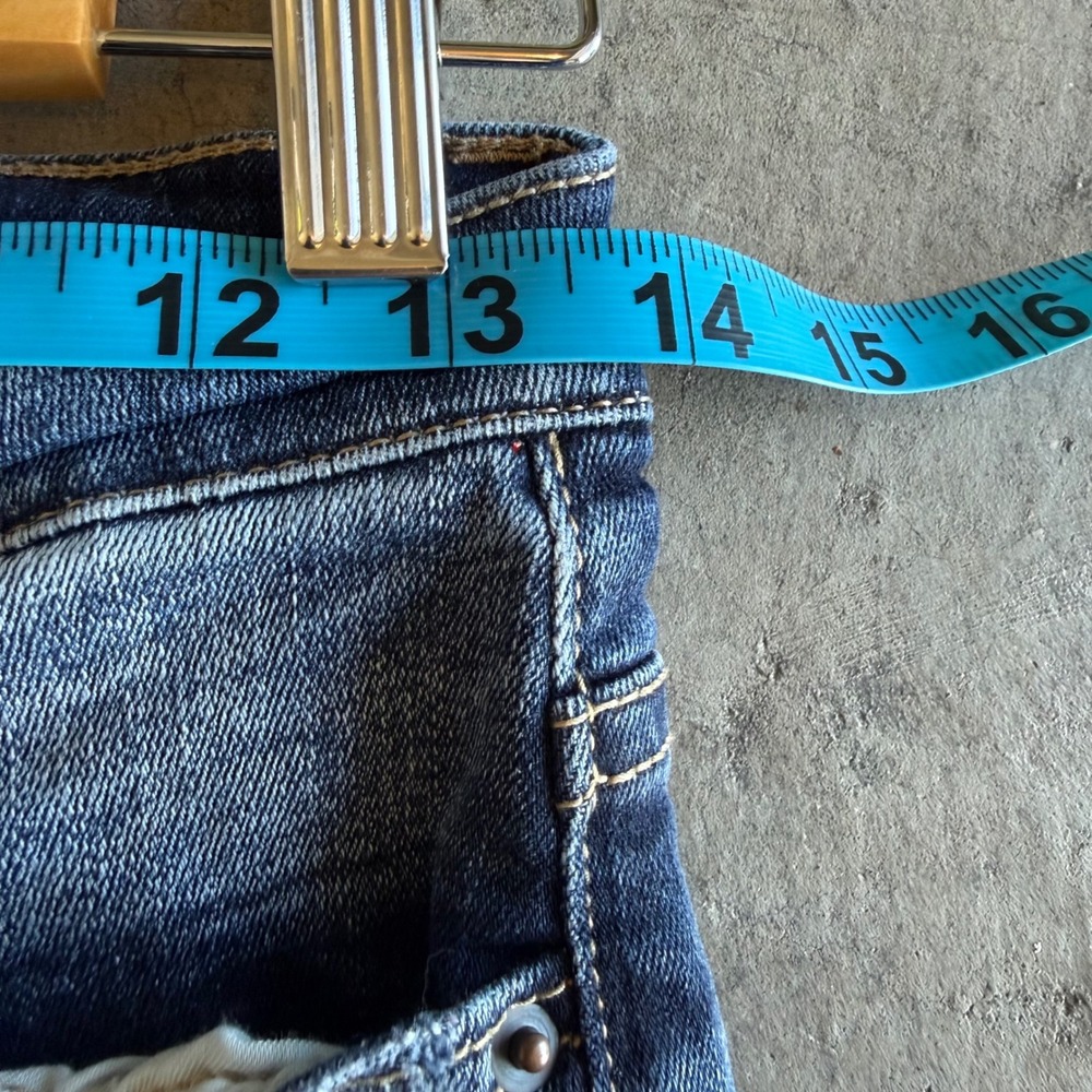 BKE Parker High Rise Distressed BOHO Denim Micro Cutoff Shorts Dark Wash Sz 25 - Picture 10 of 12